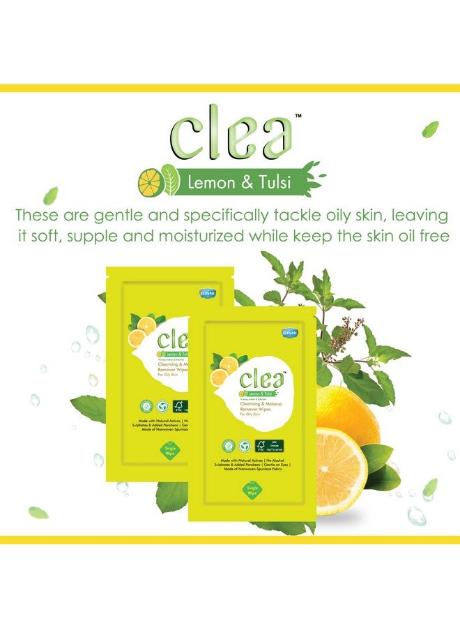 Clea Lemon & Tulsi Cleansing Makeup Remover Wet Wipes for Oily Skin - Removes Excess Oil, Moisturizes, Prevents Acne, Hydrates Skin - Pack of 3 (25 Wipes Each + 8 Wipes + 10 Wipes) - Image 5