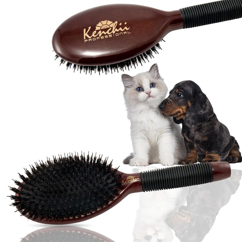Kenchii Boar and Nylon Bristle DogCat Grooming Brush with OnePiece Maple BodyChoose Size Large Small Large