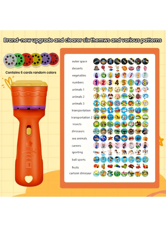 Chabeia Interactive Projection Toy: 48 Fun Patterns Interactive Youngsters' Projection Toy | Educational Science & Math Learning Aid - Battery Operated, Safe for Ages 3+, Animals, Vegetables, Letters & More（Orange） - Image 1