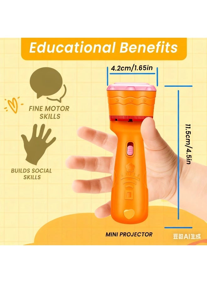 Chabeia Interactive Projection Toy: 48 Fun Patterns Interactive Youngsters' Projection Toy | Educational Science & Math Learning Aid - Battery Operated, Safe for Ages 3+, Animals, Vegetables, Letters & More（Orange） - Image 4