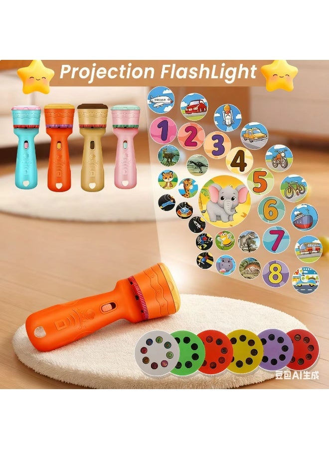 Chabeia Interactive Projection Toy: 48 Fun Patterns Interactive Youngsters' Projection Toy | Educational Science & Math Learning Aid - Battery Operated, Safe for Ages 3+, Animals, Vegetables, Letters & More（Orange） - Image 2
