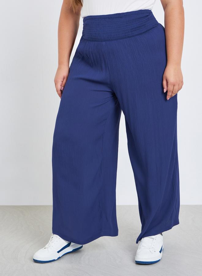 Styli Plus Size Navy Wide Leg Trousers - Image 3