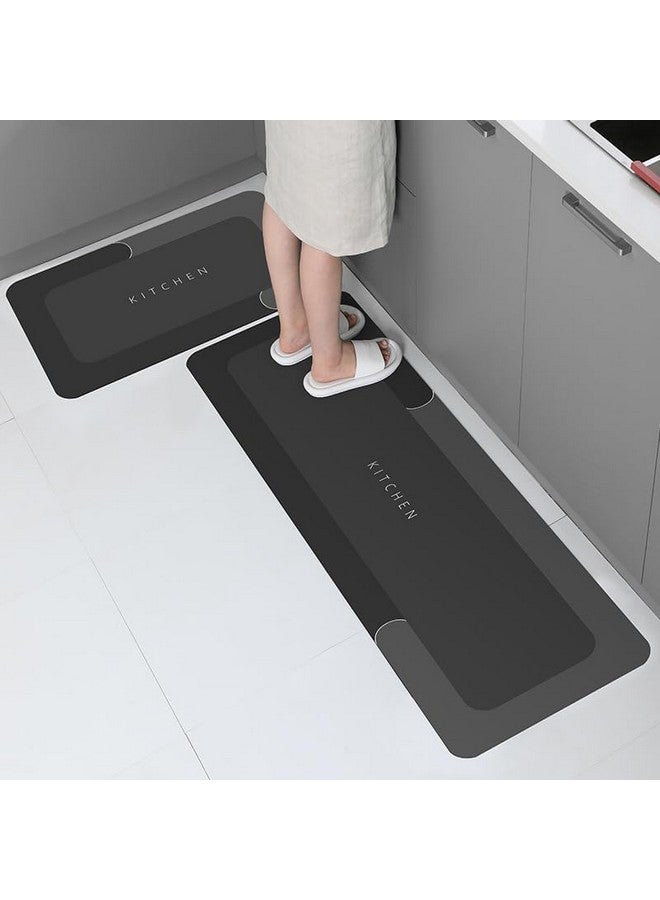 Home-Cloud حصائر مطبخ مطاطية HomeCloud للأرضية مجموعة من 2 قطعة | غير قابلة للانزلاق، سجادات ناعمة ماصة للمطبخ، وغرفة الغسيل، والممر | 120x40 سم، 40x60 سم | سمك 4 مم (مطبخ_أسود) - Image 1