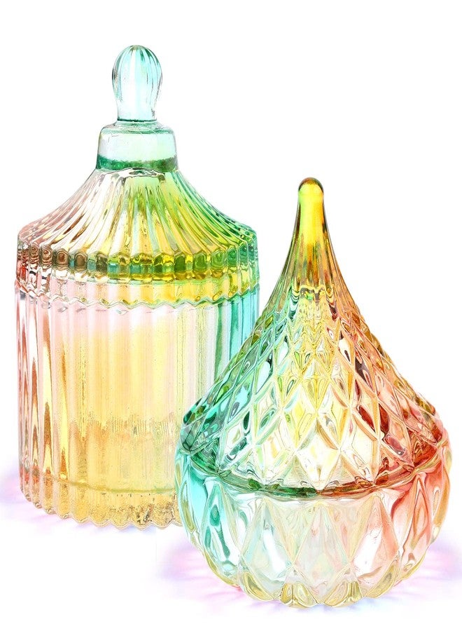TOROKOM 2Pcs Dappen Dish for Acrylic Nails Monomer Dish with Lids Colorful Nail Cup Jars for Liquid Powder Dishes Glass Damping Dapping Dish Containers - Image 1