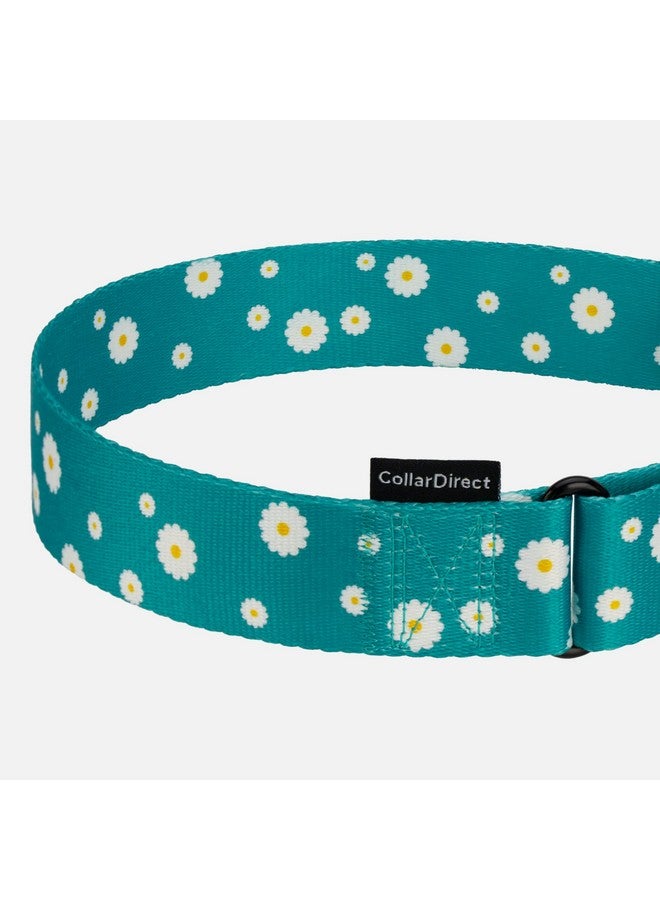 CollarDirect Martingale Collars for Dogs Heavy Duty Floral Pattern Female Safety Nylon Training Wide Collar Flower Design Large Medium (L, Neck Size 15"-20", Aquamarine) - Image 4