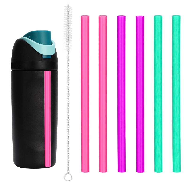 PEUTIER 6pcs Straw Replacements for Owala FreeSip Kids 16 oz, Plastic Straws Reusable with Cleaning Brush Tumbler Cup Accessories Parts Compatible with Owala Water Bottle - Image 1