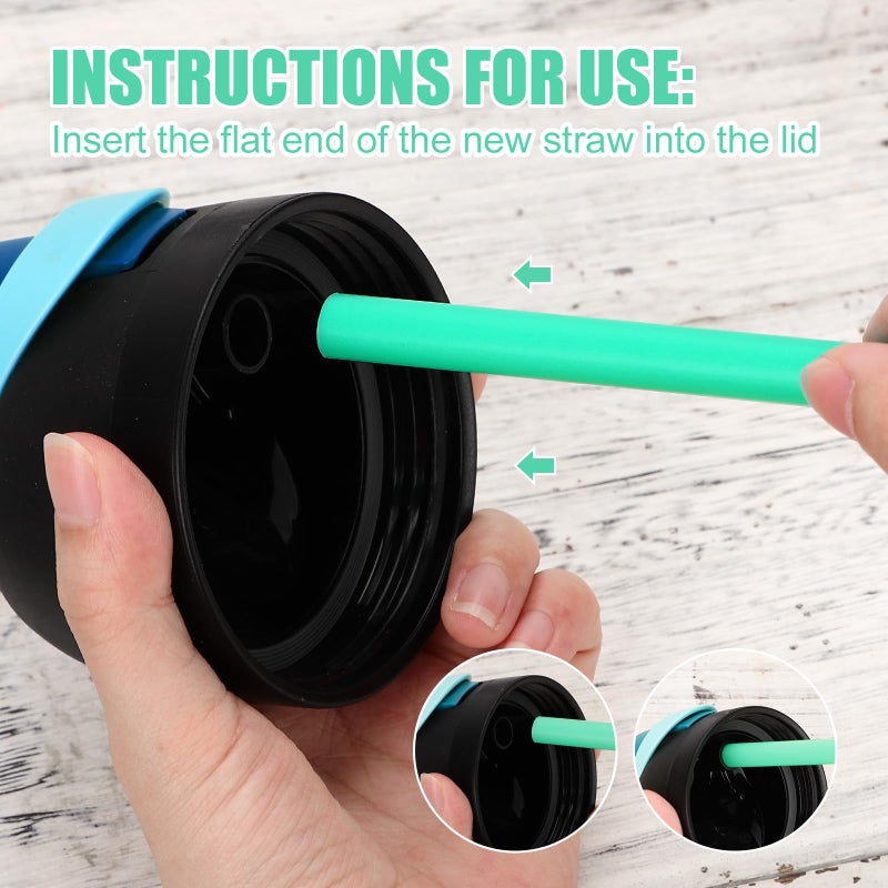 PEUTIER 6pcs Straw Replacements for Owala FreeSip Kids 16 oz, Plastic Straws Reusable with Cleaning Brush Tumbler Cup Accessories Parts Compatible with Owala Water Bottle - Image 5