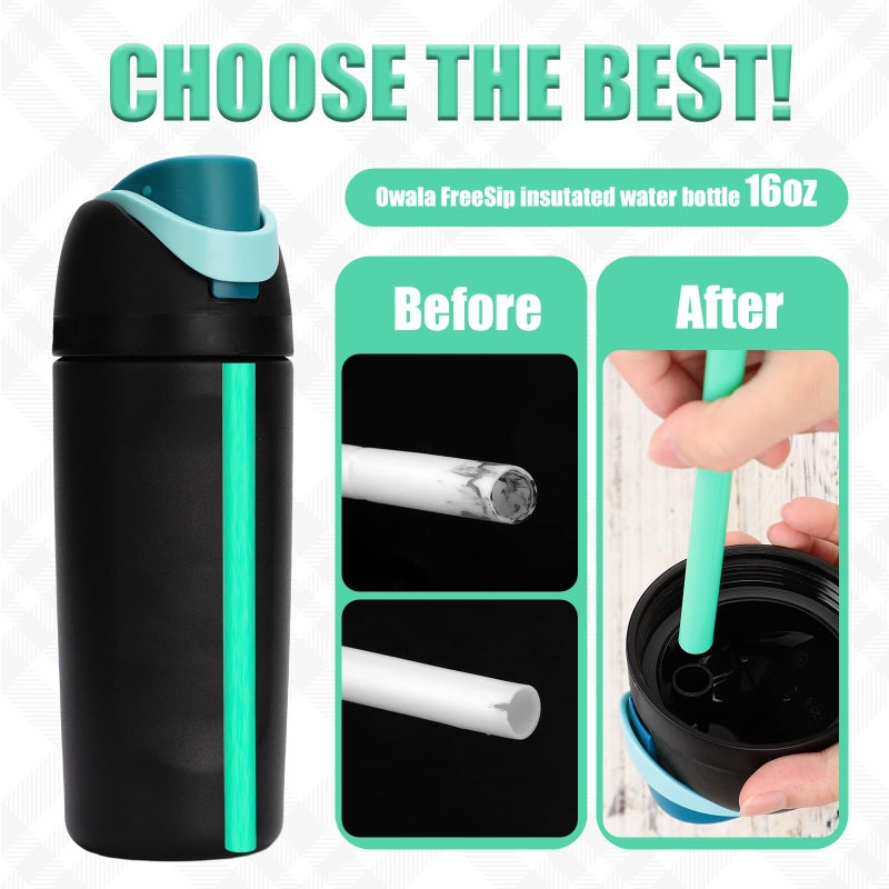 PEUTIER 6pcs Straw Replacements for Owala FreeSip Kids 16 oz, Plastic Straws Reusable with Cleaning Brush Tumbler Cup Accessories Parts Compatible with Owala Water Bottle - Image 4