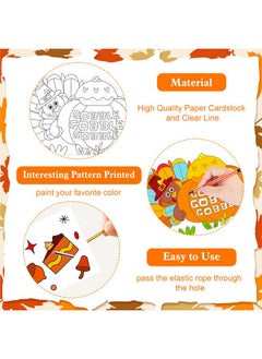 HOWAF HOWAF 24pcs Thanksgiving Coloring Turkey Crowns Hats Eyeglasses Set, Thanksgiving Coloring Headbands Thanksgiving Color Your Own Turkey Crowns Glasses Frame for Thanksgiving Kids School Activities  - Image 2