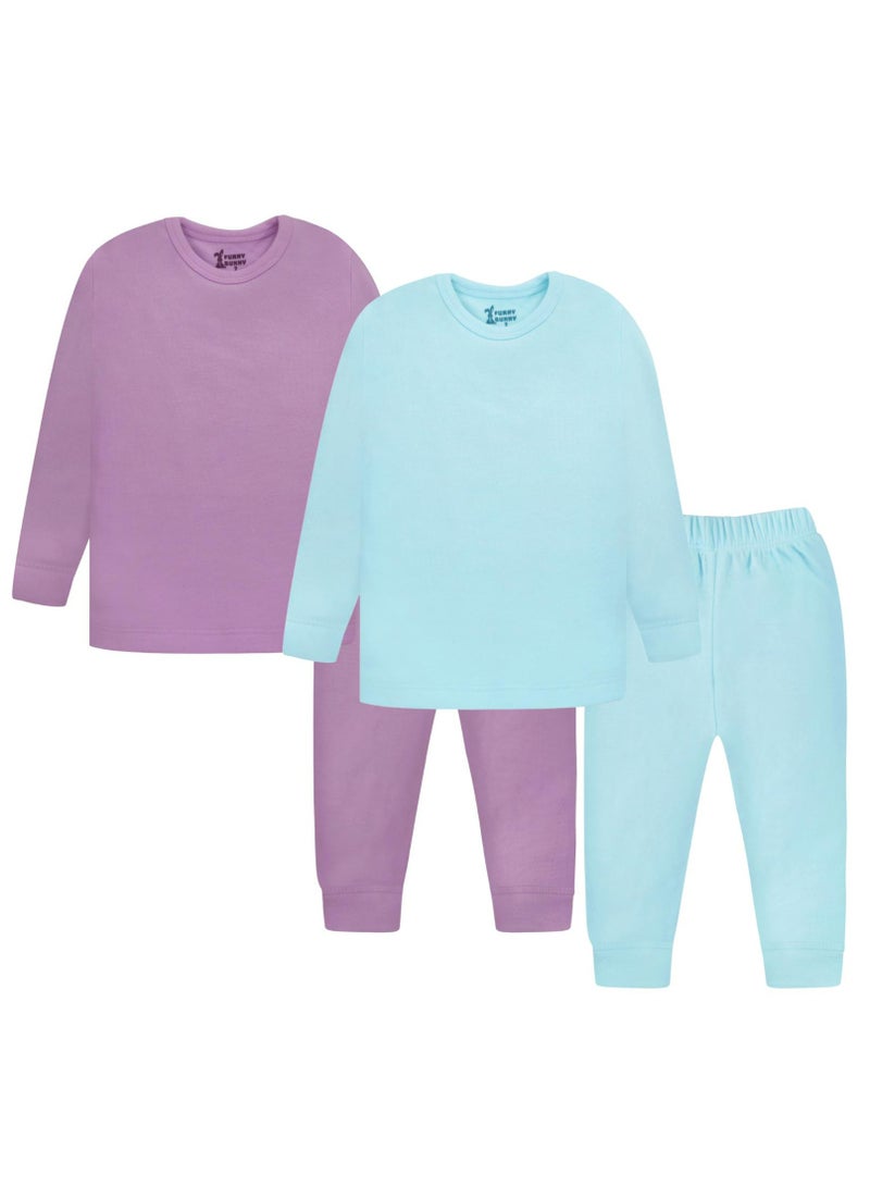 فاني باني باك يحتوي علي 2 طقم دفاية بوبره داخلية من قطعتين فاتلة بكم و بنطلون قطن - Image 1