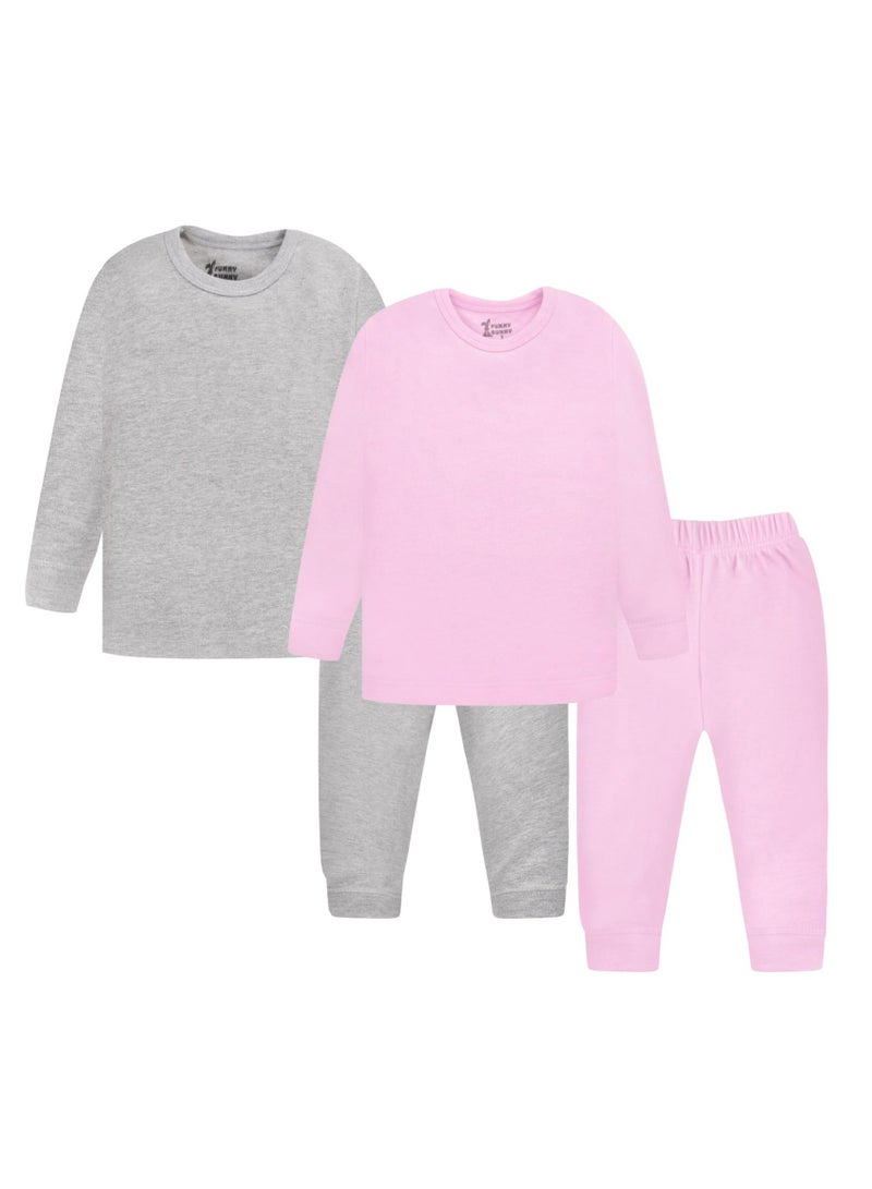 فاني باني باك يحتوي علي 2 طقم دفاية بوبره داخلية من قطعتين فاتلة بكم و بنطلون قطن - Image 2