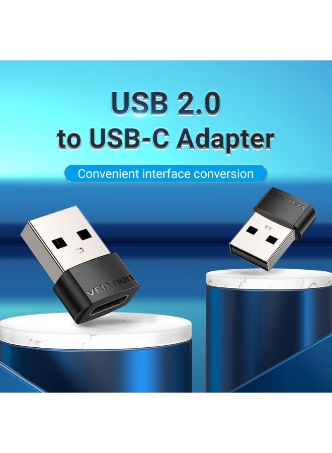 VENTION USB 2.0 Male to USB-C Female Adapter Black PVC Type Model # CDWB0 - Image 2