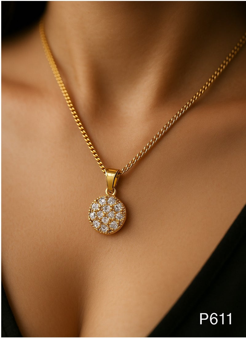 3Diamonds Gold Plated Necklace for Women – Full Crystal Round Pendant – 3DIAMONDS  - Image 4