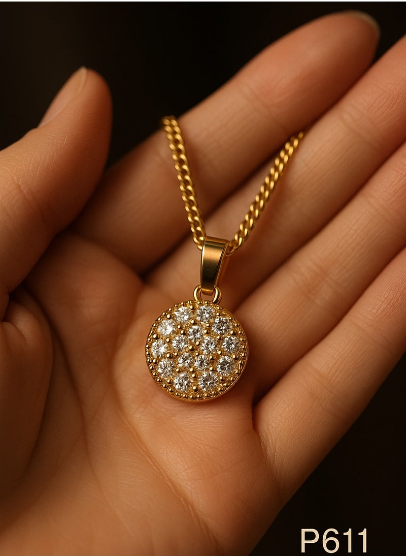 3Diamonds Gold Plated Necklace for Women – Full Crystal Round Pendant – 3DIAMONDS  - Image 2