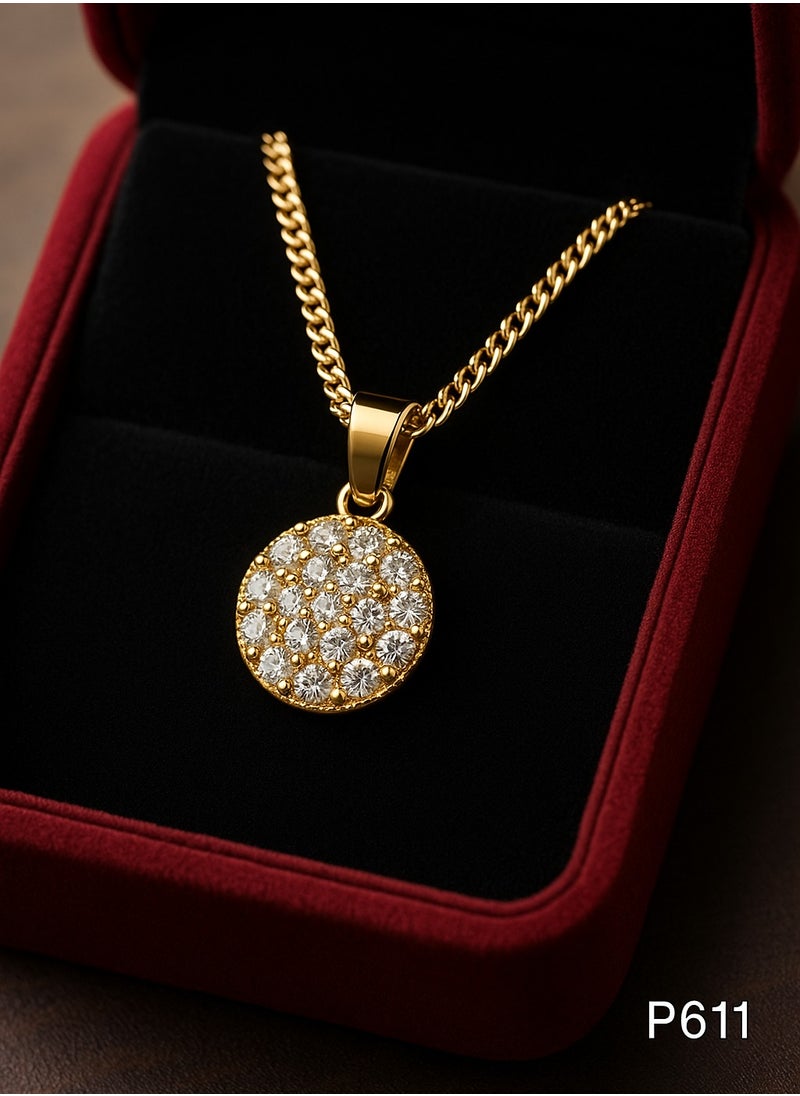 3Diamonds Gold Plated Necklace for Women – Full Crystal Round Pendant – 3DIAMONDS  - Image 1