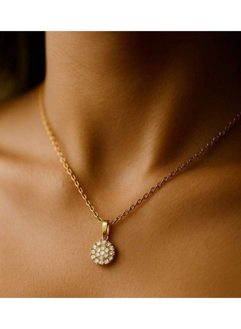 3Diamonds Gold-Plated Round Zircon Pendant Necklace for Women – Elegant Luxury Jewelry - Image 3