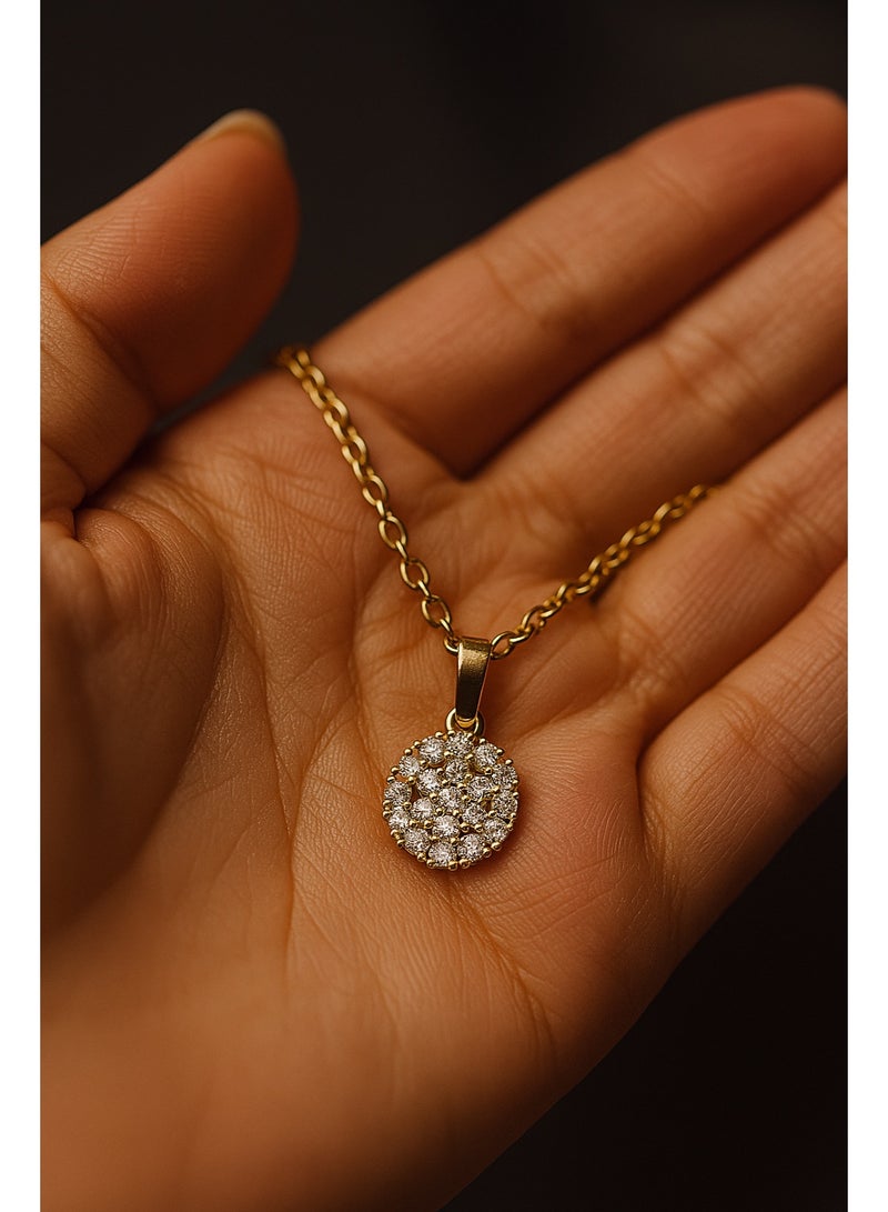 3Diamonds Gold-Plated Round Zircon Pendant Necklace for Women – Elegant Luxury Jewelry - Image 2