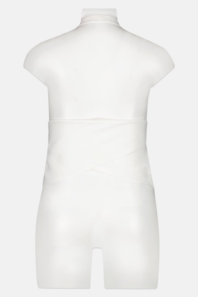 Cotton On Women Plus Size Halter Neck Sleeveless Ribbed Top, White - Image 3