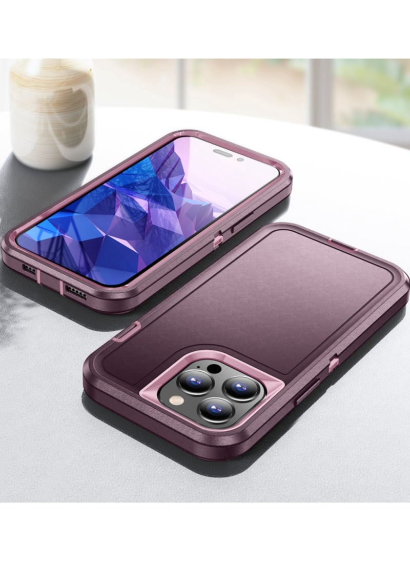 Generic - Case for Iphone 15 Pro Life Waterproof Rugged Phone Cover Purple and Pink - Image 1