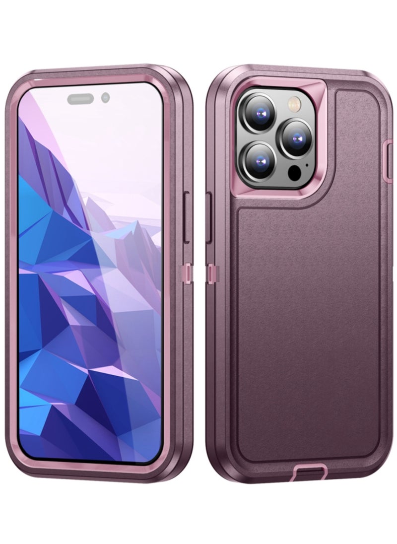 Generic - Case for Iphone 15 Pro Life Waterproof Rugged Phone Cover Purple and Pink - Image 1