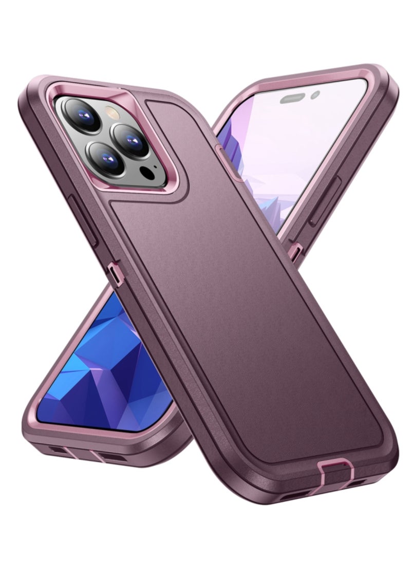 Generic - Case for Iphone 15 Pro Life Waterproof Rugged Phone Cover Purple and Pink - Image 1