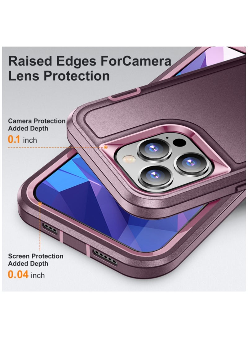 Generic - Case for Iphone 15 Pro Life Waterproof Rugged Phone Cover Purple and Pink - Image 1
