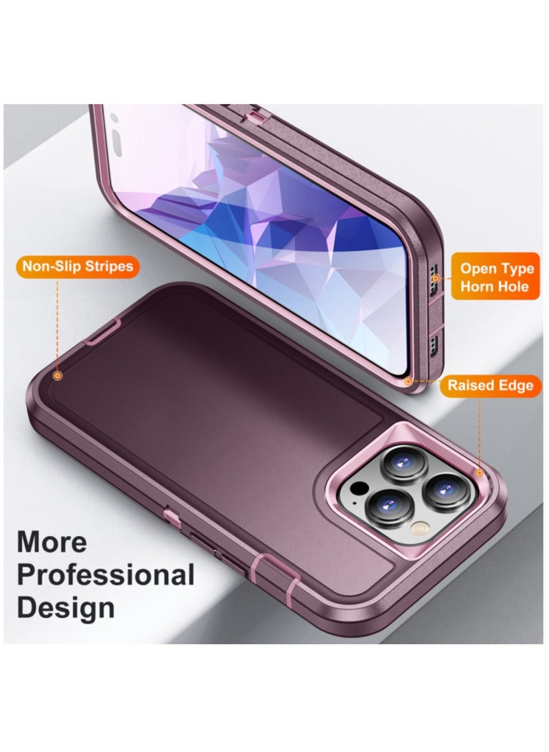 Generic - Case for Iphone 15 Pro Life Waterproof Rugged Phone Cover Purple and Pink - Image 1