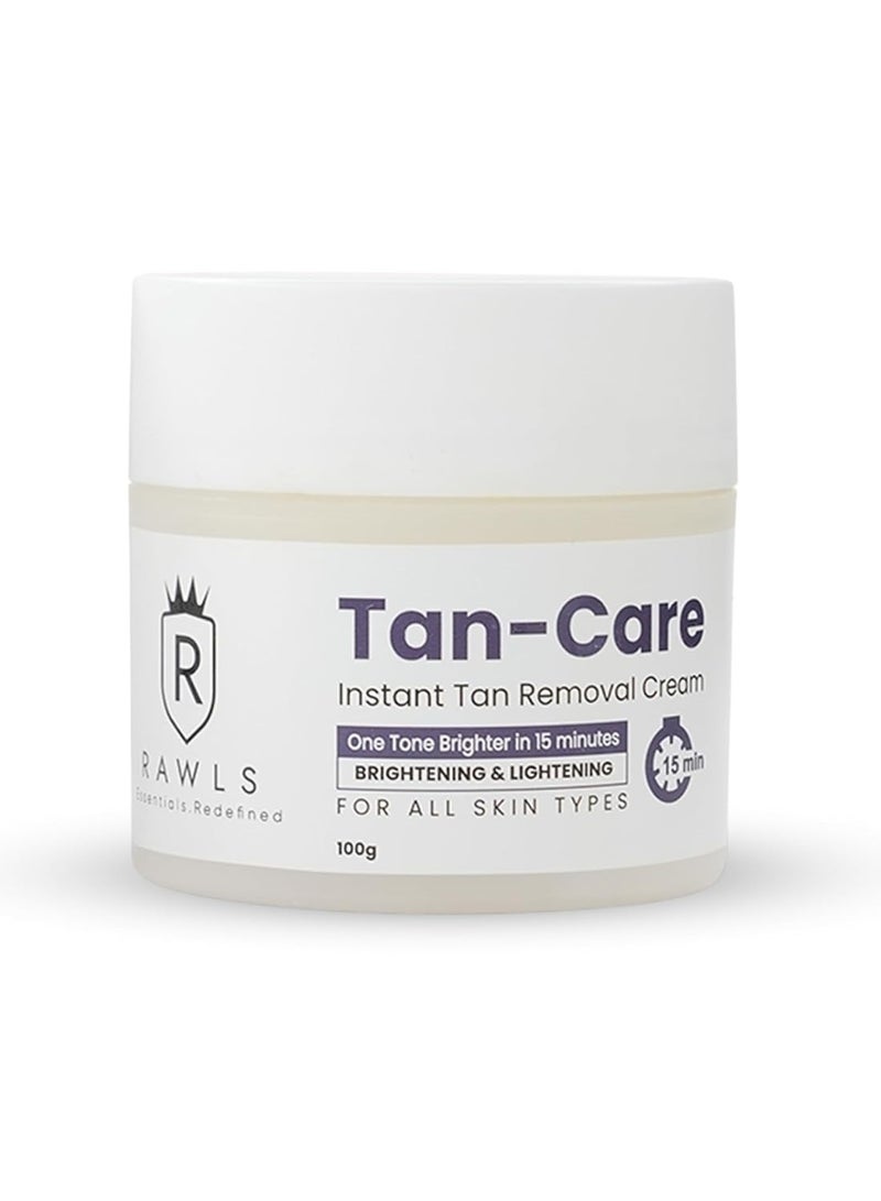 Rawls Tan Care Cream for Instant Tan Removal in 15 min & helps to restore radiant glow ,Enriched with coconut & carrot seed oil, and olive oil for All Skin types - 100 ml - Image 1