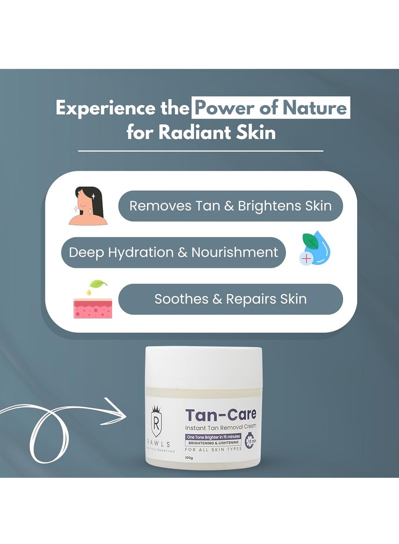 Rawls Tan Care Cream for Instant Tan Removal in 15 min & helps to restore radiant glow ,Enriched with coconut & carrot seed oil, and olive oil for All Skin types - 100 ml - Image 4