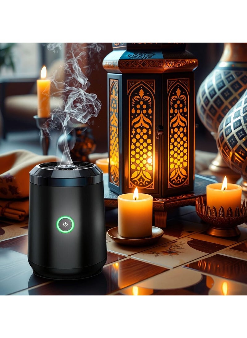 Oud Bukhoor Oud Incense bukhoor burner electric Usb rechargeable best gift for home, car, office & desert camping, Portable Electronic Bakhoor Burner,Mini Incense Burner Bakhoor, Rechargeable USB Aroma Diffuser,Car Incense burner Electric Arabic Incense Holder Muslim Home Decoration, Black  - Image 3