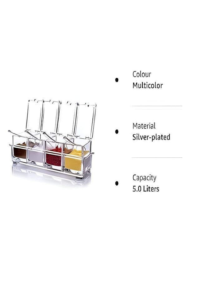 BROOKITCHEN Crystal Seasoning Acrylic Box Pepper Salt Spice Rack Plastic 4 Box with Spoons Kitchen See Through Storage Containers Cooking Tools - Image 5