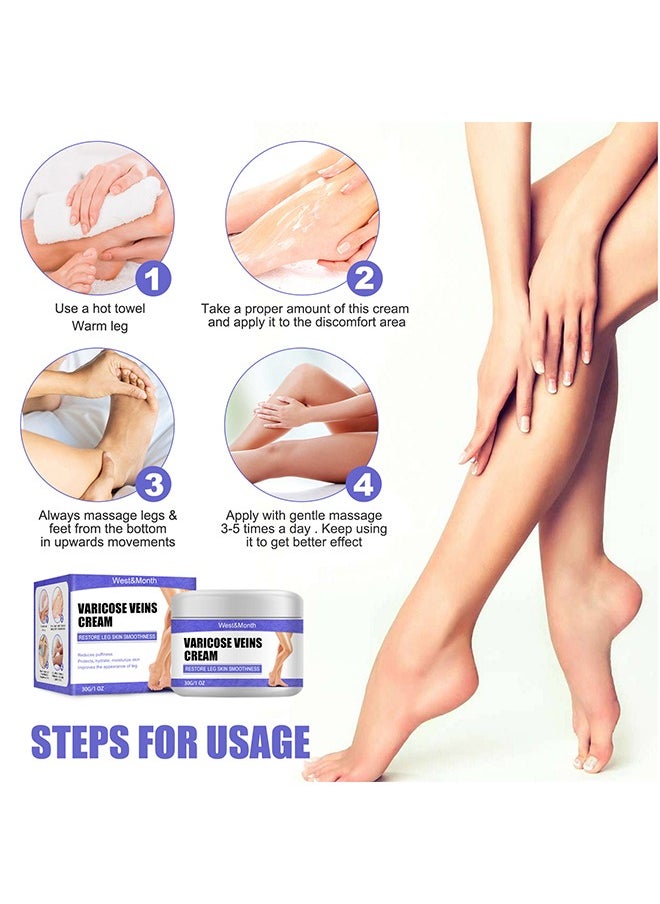 West&Month - Varicose Veins Cream - Eliminate And Spider Veins, Varicose Veins Relief Cream, Improve Blood Circulation, Soothes Tired Legs - Image 1