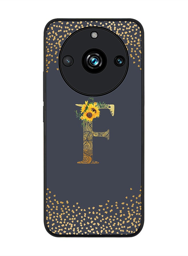 Stylizedd Rugged Black Edge case for Realme 11 Pro/Realme 11 Pro+ Case Cover - Custom Monogram Initial Letter Mandala Floral Pattern Alphabet - F (Grey) - Image 1
