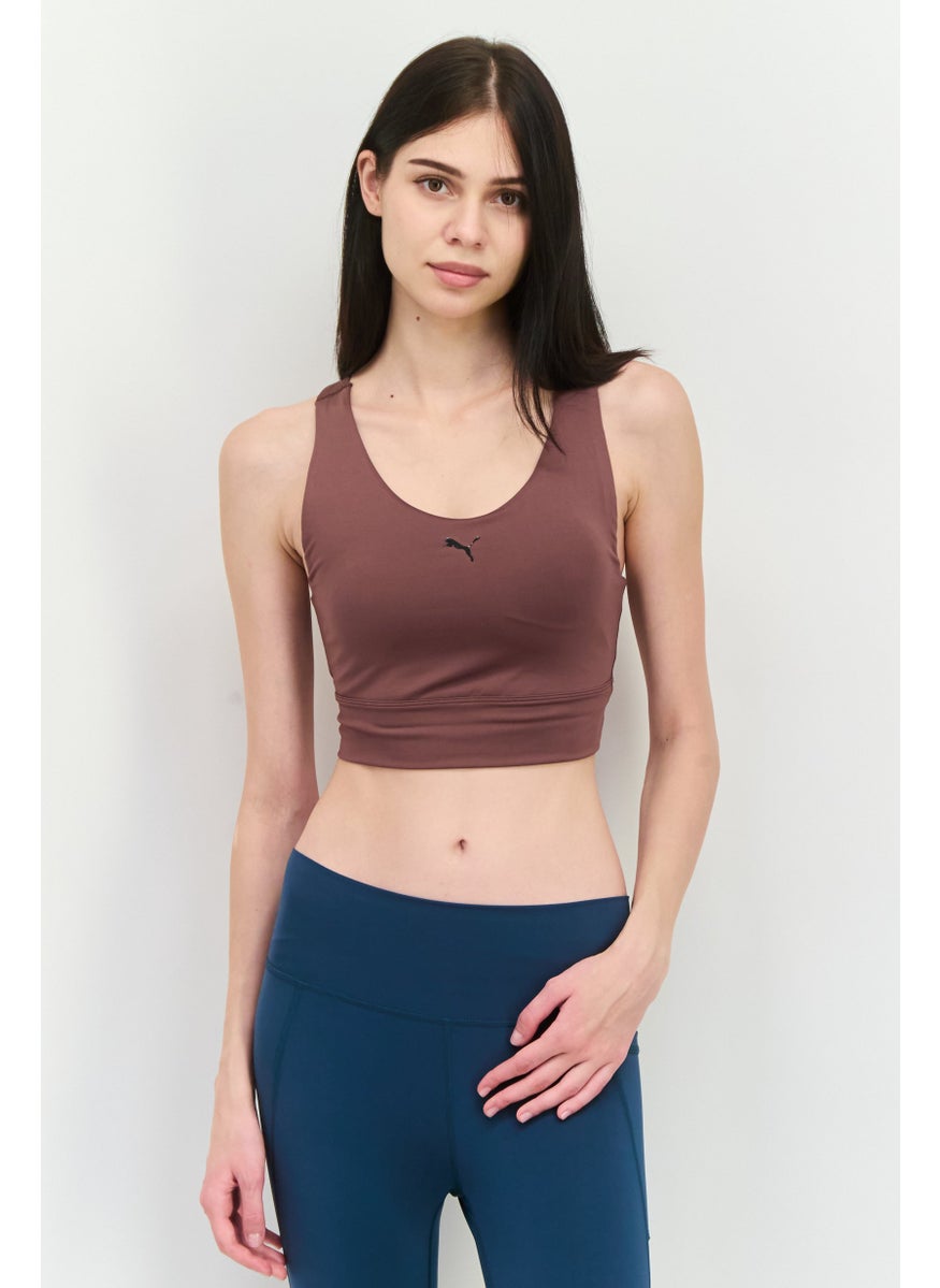 PUMA Women Brand Logo Padded Sports Bra, Dusty Plum  - Image 1