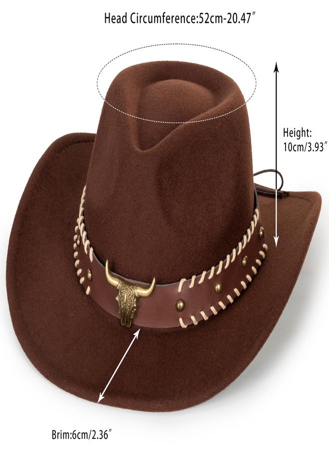 OVOY Kids Girls Boys Felt Fedora Hat Western Cowboy Cowgirl with Buckle Belt Felt Fedora Hats (for Kids 3-7 Years) Coffee - Image 3