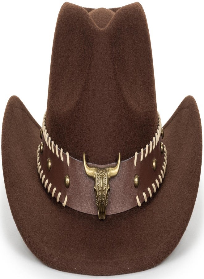 OVOY Kids Girls Boys Felt Fedora Hat Western Cowboy Cowgirl with Buckle Belt Felt Fedora Hats (for Kids 3-7 Years) Coffee - Image 5