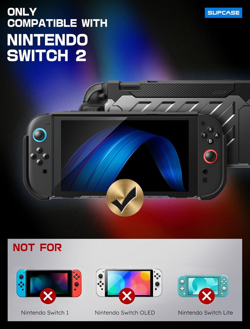SupCase for Nintendo Switch 2 Case 2025 (Unicorn Beetle Pro), [Military-Grade Protection] [Magnetic Joy Con Controllers Friendly] Dockable Integrated Cover Accessories for Nintendo Switch 2, Black - Image 2