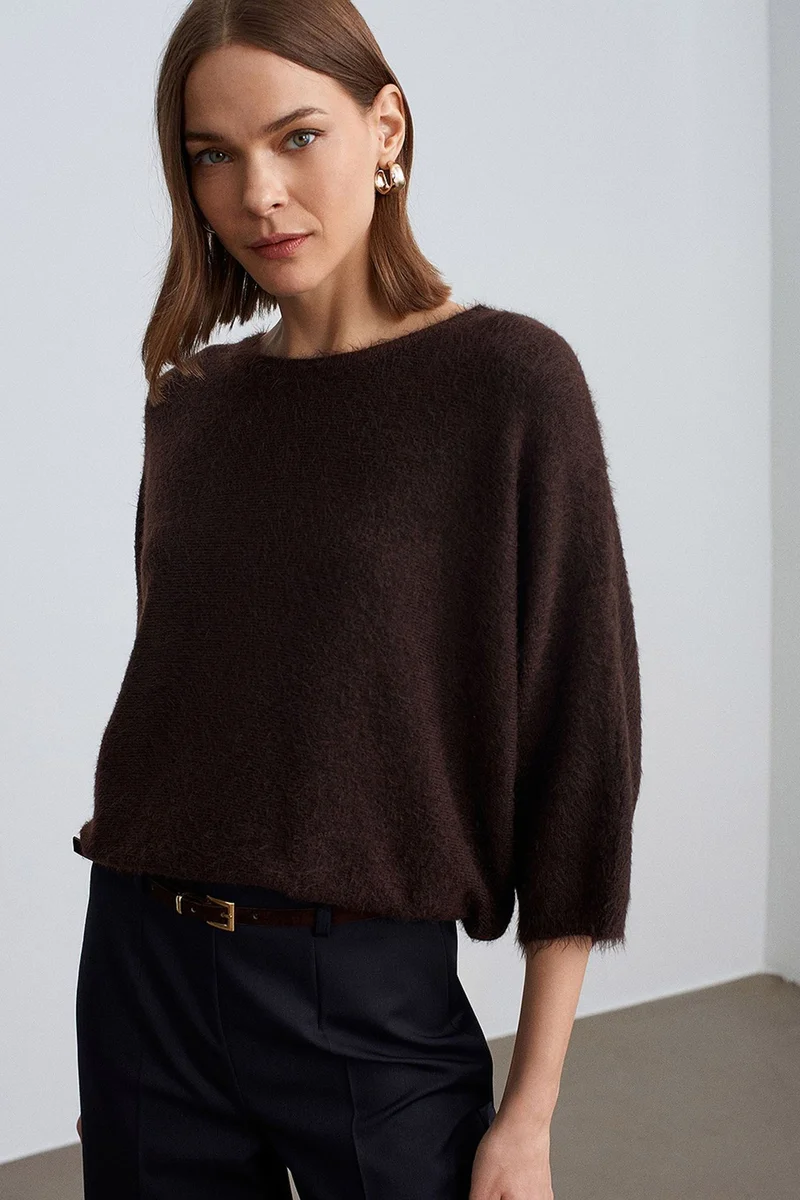 Dilvin Coffee Brown DILVIN Women's Wool Blend Sweater for Women | Best Price UAE