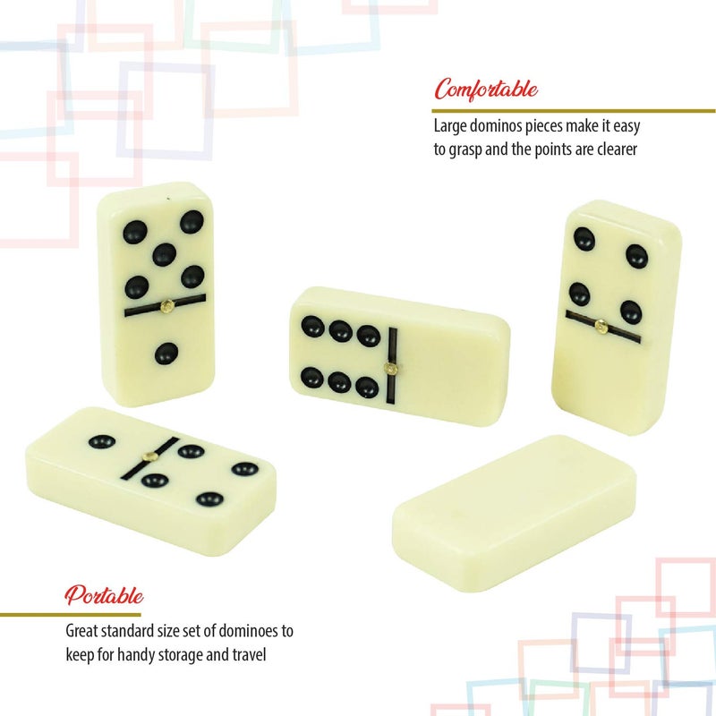 ERLLE - Premium Double 6 Dominoes Set, Jumbo Domino Set with Leather Case, Classic Domino Game for Adults & Kids, Travel-Friendly, Durable & Easy to Read Tiles - Image 4
