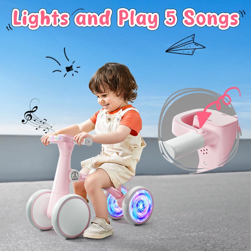 Ridego Colorful Lighting Baby Balance Bike for 1 Year Old Girls Gifts,Toddler Toys for 12-24 Month with Music,4 Silence Wheels Baby Walker,Toddler First Bike for 12-24 Month Birthday Toys Gifts - Image 2
