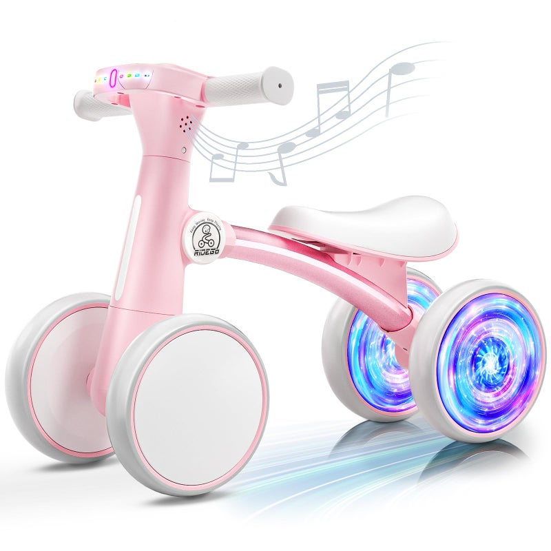 Ridego Colorful Lighting Baby Balance Bike for 1 Year Old Girls Gifts,Toddler Toys for 12-24 Month with Music,4 Silence Wheels Baby Walker,Toddler First Bike for 12-24 Month Birthday Toys Gifts - Image 1