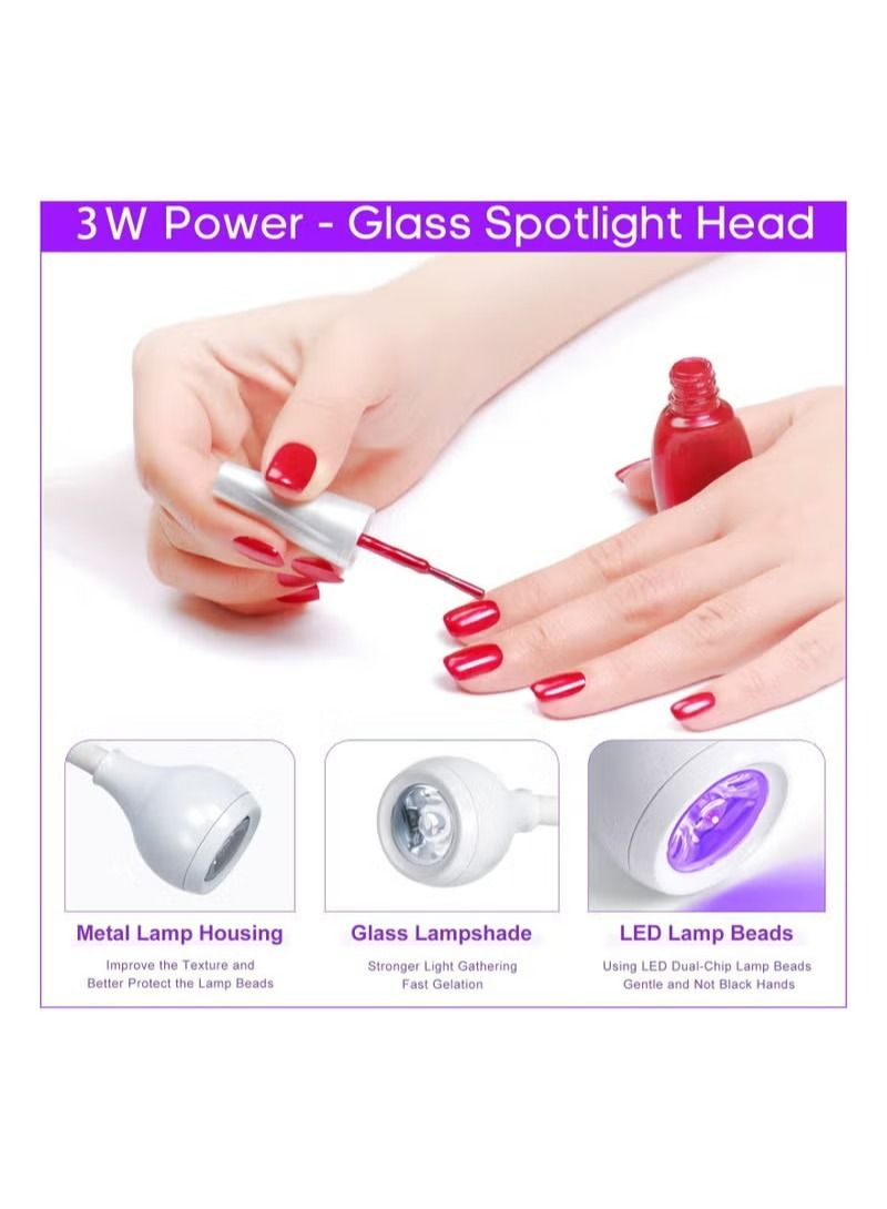 Quick Dry UV LED Nail Lamp With Gel UV Nail Lamp 5W Gel Nail Dryer 10 Seconds Quick Dry Gooseneck Cure Light Lamp Clip Professional Nail Dryer For Gel Polish Curing Nail Art Tools Accessories - Image 2