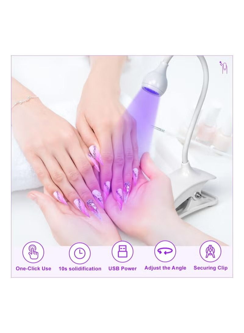 Quick Dry UV LED Nail Lamp With Gel UV Nail Lamp 5W Gel Nail Dryer 10 Seconds Quick Dry Gooseneck Cure Light Lamp Clip Professional Nail Dryer For Gel Polish Curing Nail Art Tools Accessories - Image 4