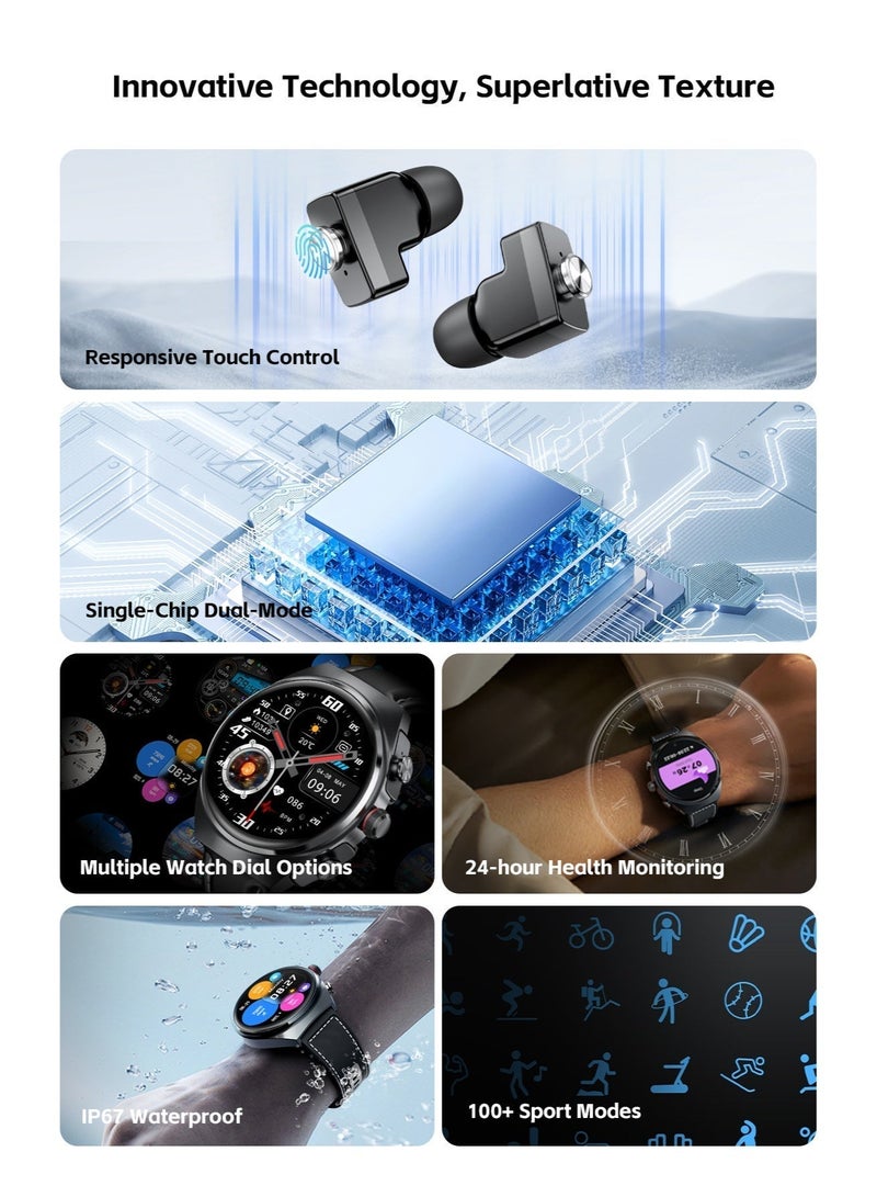 ميرلين ساعة Merlin Actilife الذكية مزودة بسماعات بلوتوث مدمجة، وشاشة TFT مقاس 2 بوصة، وأكثر من 100 وضع رياضي، ومراقب معدل ضربات القلب وتقلب معدل ضربات القلب، وتتبع النوم، ومكالمات TWS، ومقاومة للماء - ضمان لمدة عامين - Image 5