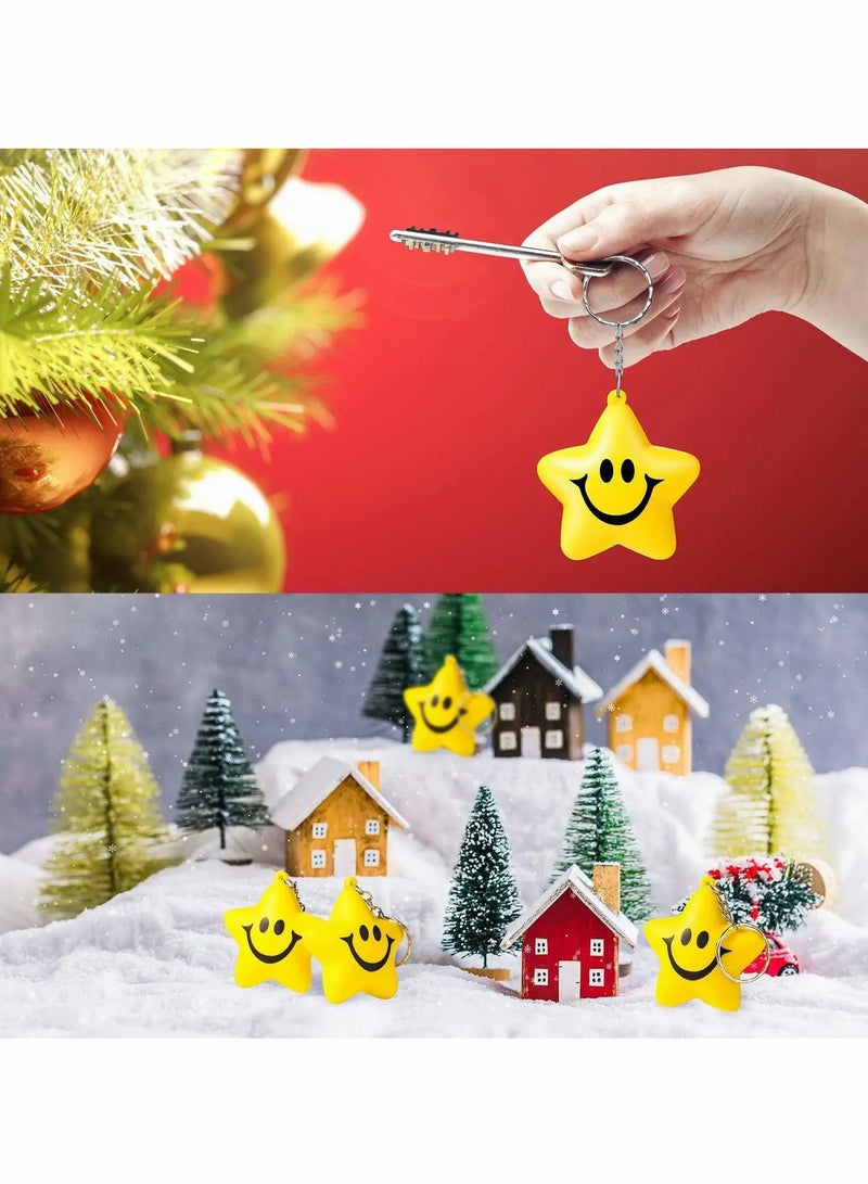 Y&D Star Stress Ball Keychains Smile Face Mini Foam Chains Toys for Adults School Carnival Classroom Student Rewards Party Bag Fillers 24 PCS  - Image 4