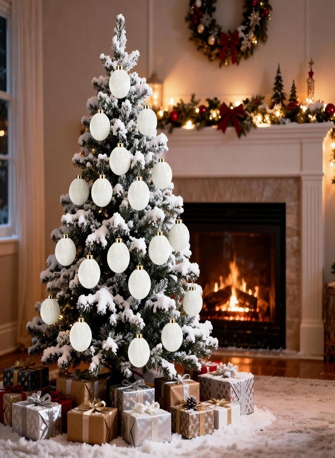 آرت ماج كرات مخملية لتزيين شجرة عيد الميلاد من Artmag، 12 قطعة من الكرات البلاستيكية غير القابلة للكسر، مناسبة لتزيين شجرة عيد الميلاد في فصل الشتاء، مقاس 80 مم (3.15 بوصة)، لون أبيض - Image 5