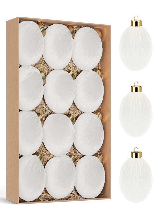 آرت ماج كرات مخملية لتزيين شجرة عيد الميلاد من Artmag، 12 قطعة من الكرات البلاستيكية غير القابلة للكسر، مناسبة لتزيين شجرة عيد الميلاد في فصل الشتاء، مقاس 80 مم (3.15 بوصة)، لون أبيض - Image 1