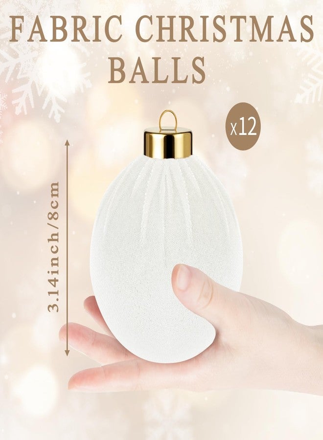 آرت ماج كرات مخملية لتزيين شجرة عيد الميلاد من Artmag، 12 قطعة من الكرات البلاستيكية غير القابلة للكسر، مناسبة لتزيين شجرة عيد الميلاد في فصل الشتاء، مقاس 80 مم (3.15 بوصة)، لون أبيض - Image 3