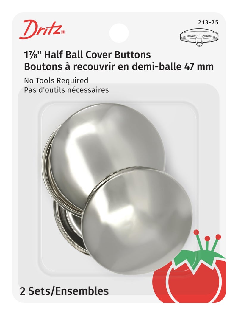 Dritz 213-75 Half Ball Cover Buttons, Size 75 (1-7/8-Inch), 2-Sets, Nickel - Image 5