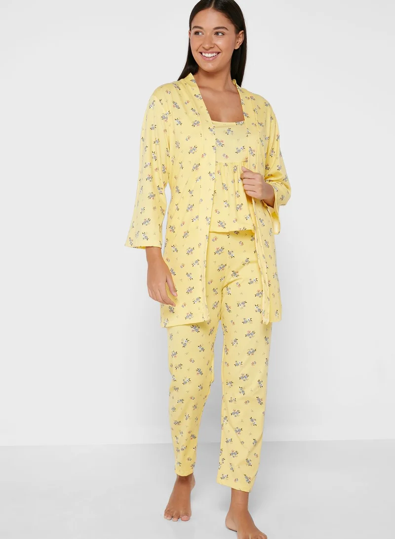 Ginger 3 Pieces Printed Pyjama Set
